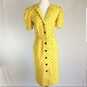 Vintage yellow polka-dot dress